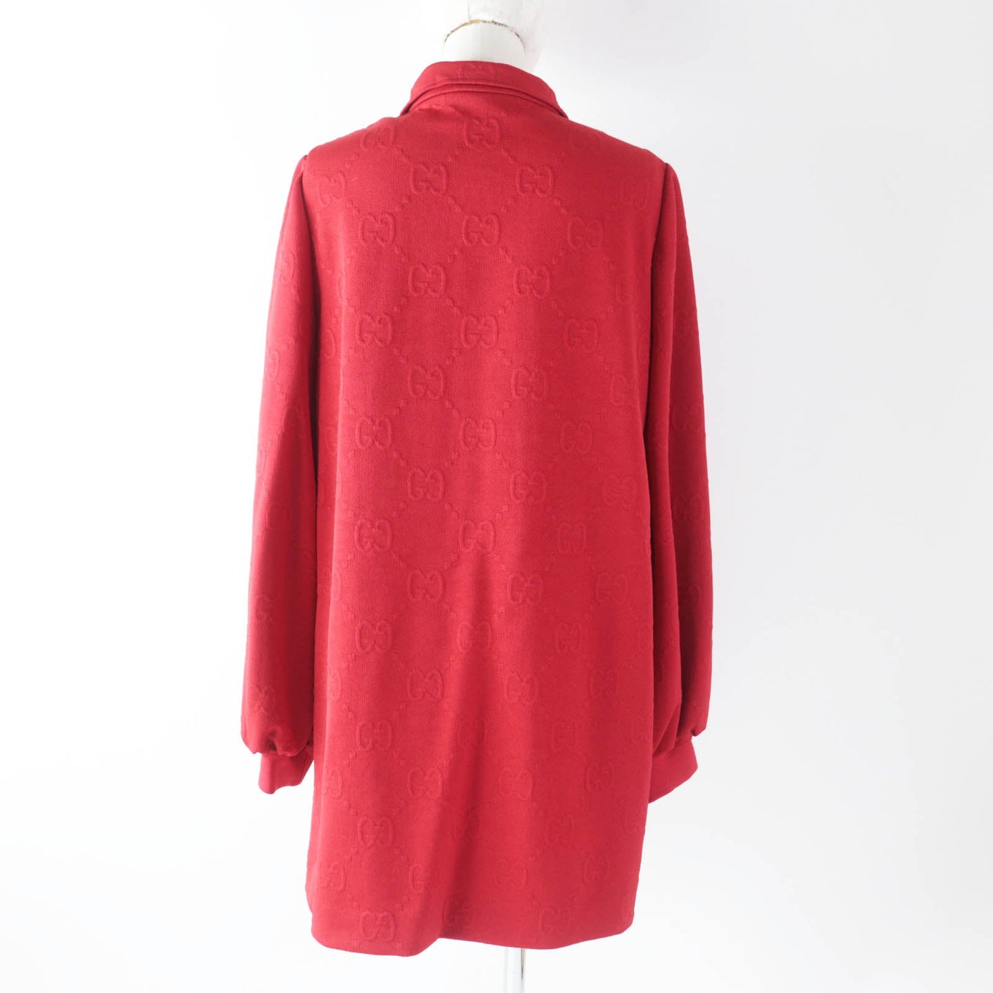 Luxury Gucci Trending 2025 GG Pattern Long Sleeve Dress Red M