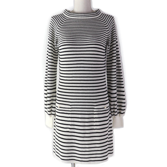 Chanel Stripe Long Sleeve Dress with Pearl Buttons
