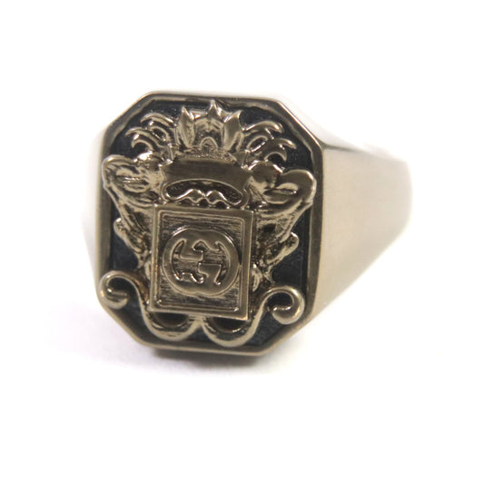 Luxury Gucci Trending 2025 Crest Interlocking G Ring Gold 15