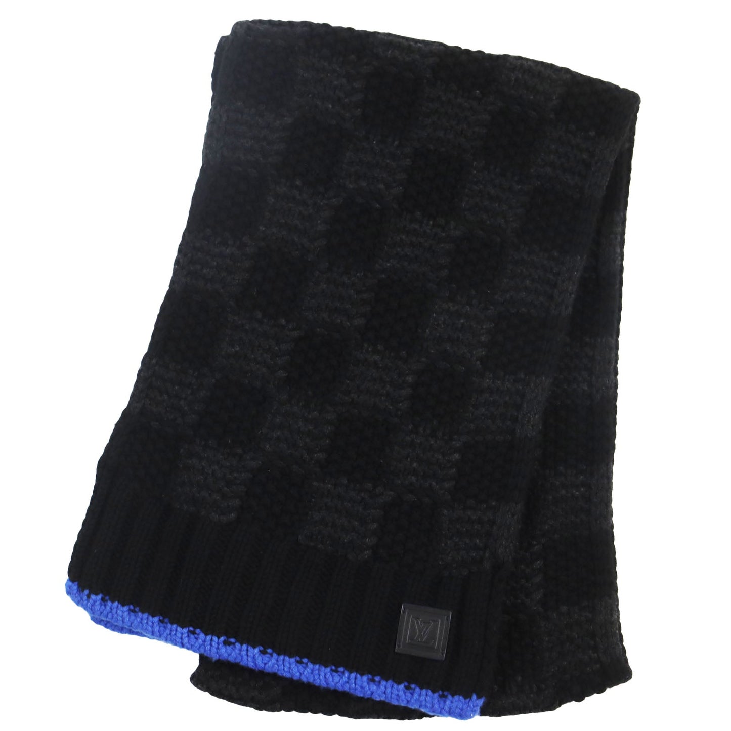 LOUIS VUITTON Scarf M70933 Main: 100% cashmere, part: leather black Damier Escharp Helsinki mens