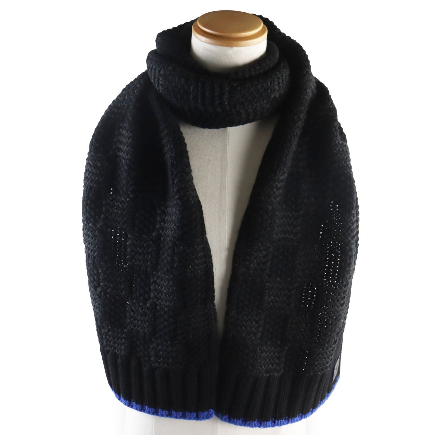 LOUIS VUITTON Scarf M70933 Main: 100% cashmere, part: leather black Damier Escharp Helsinki mens
