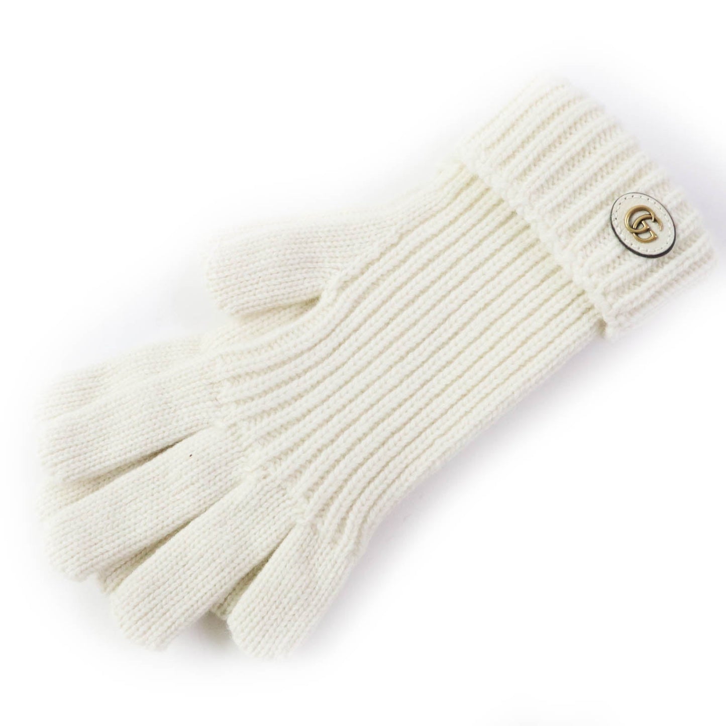 Luxury Gucci Trending 2025 Wool Cashmere Knitted Gloves Ivory M