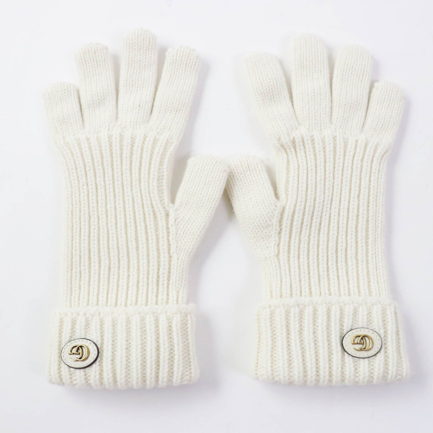 Luxury Gucci Trending 2025 Wool Cashmere Knitted Gloves Ivory M