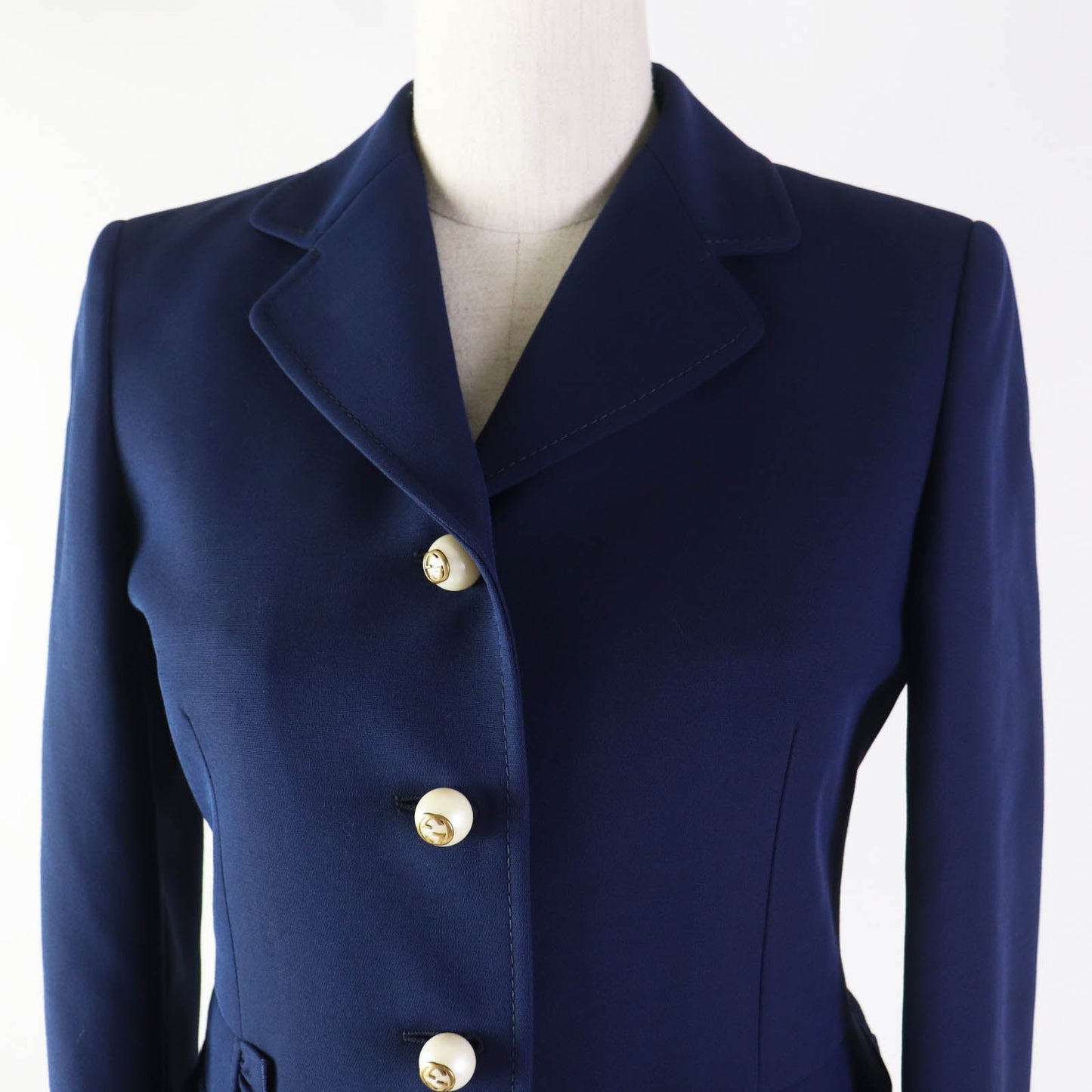 Luxury Gucci Trending 2025 Wool Silk Frill Jacket Navy 38