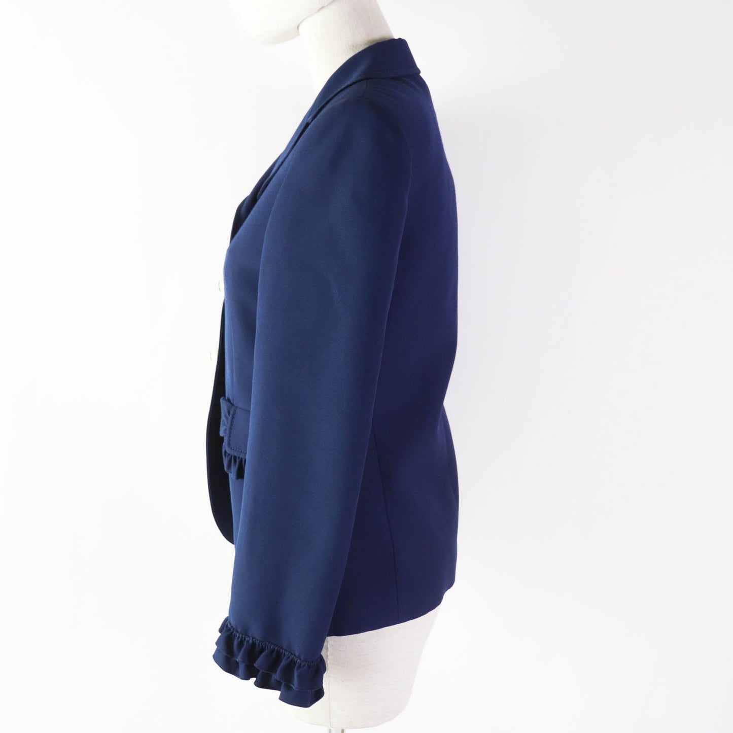 Luxury Gucci Trending 2025 Wool Silk Frill Jacket Navy 38