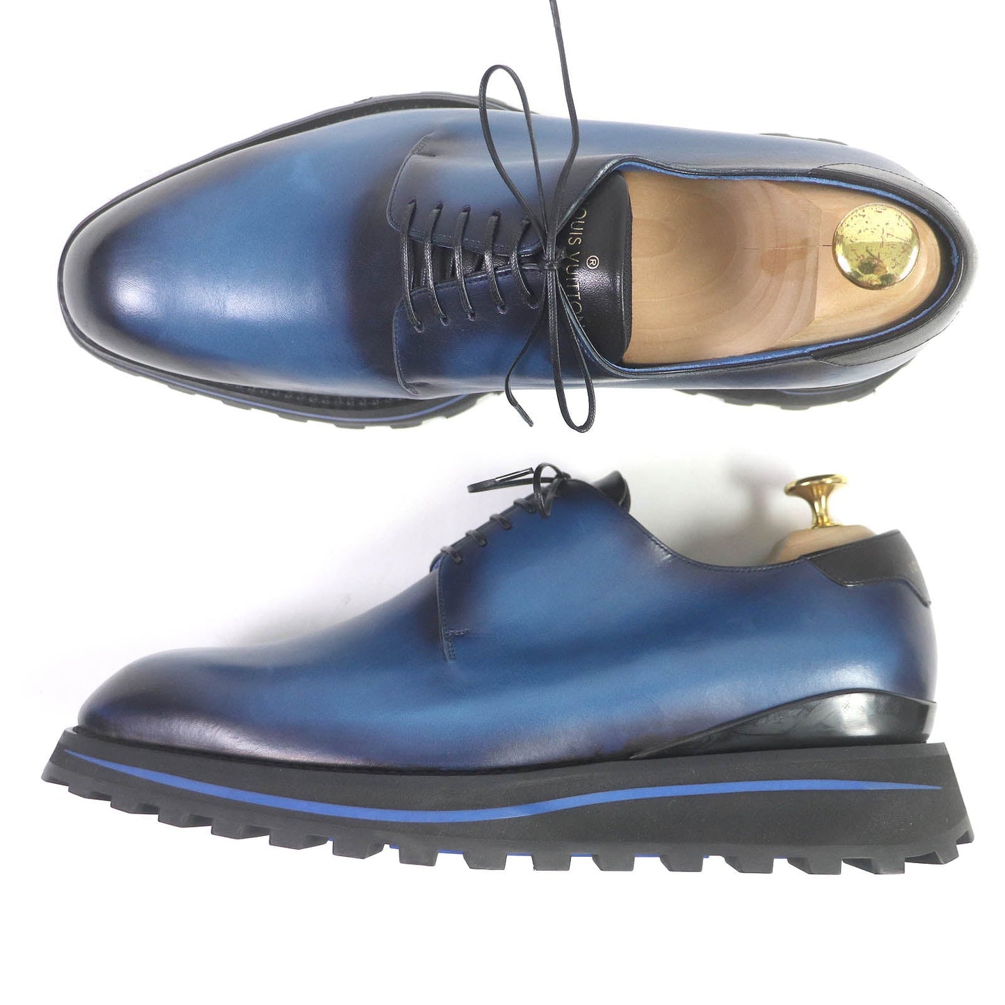 LOUIS VUITTON Leather shoes leather blue Goncourt Line 7