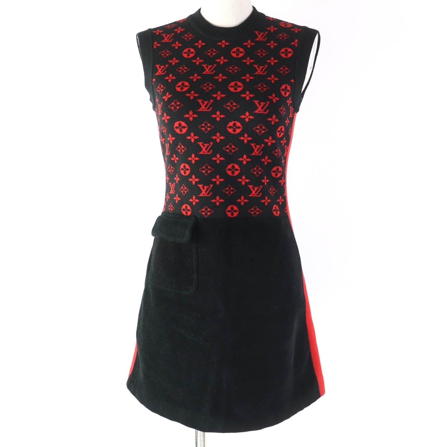 LOUIS VUITTON one piece wool Black red XS