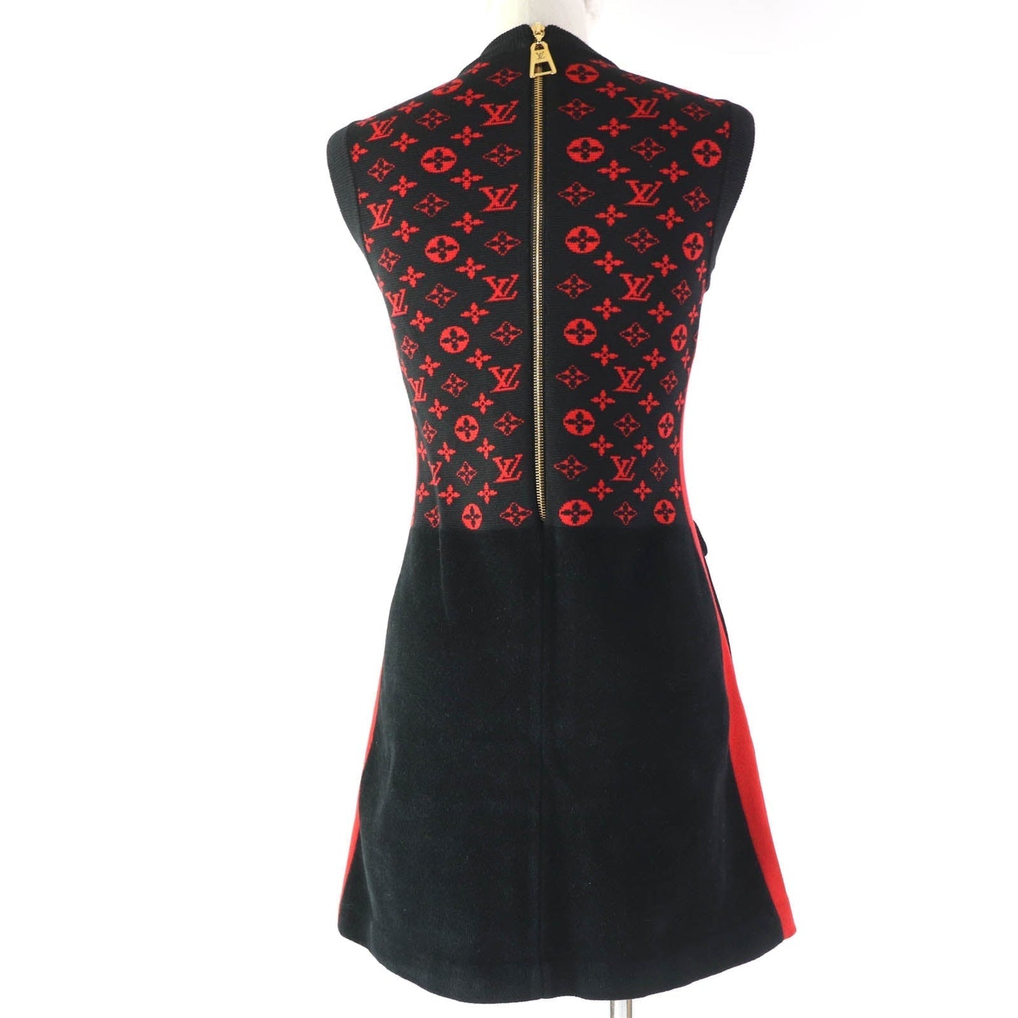 LOUIS VUITTON one piece wool Black red XS