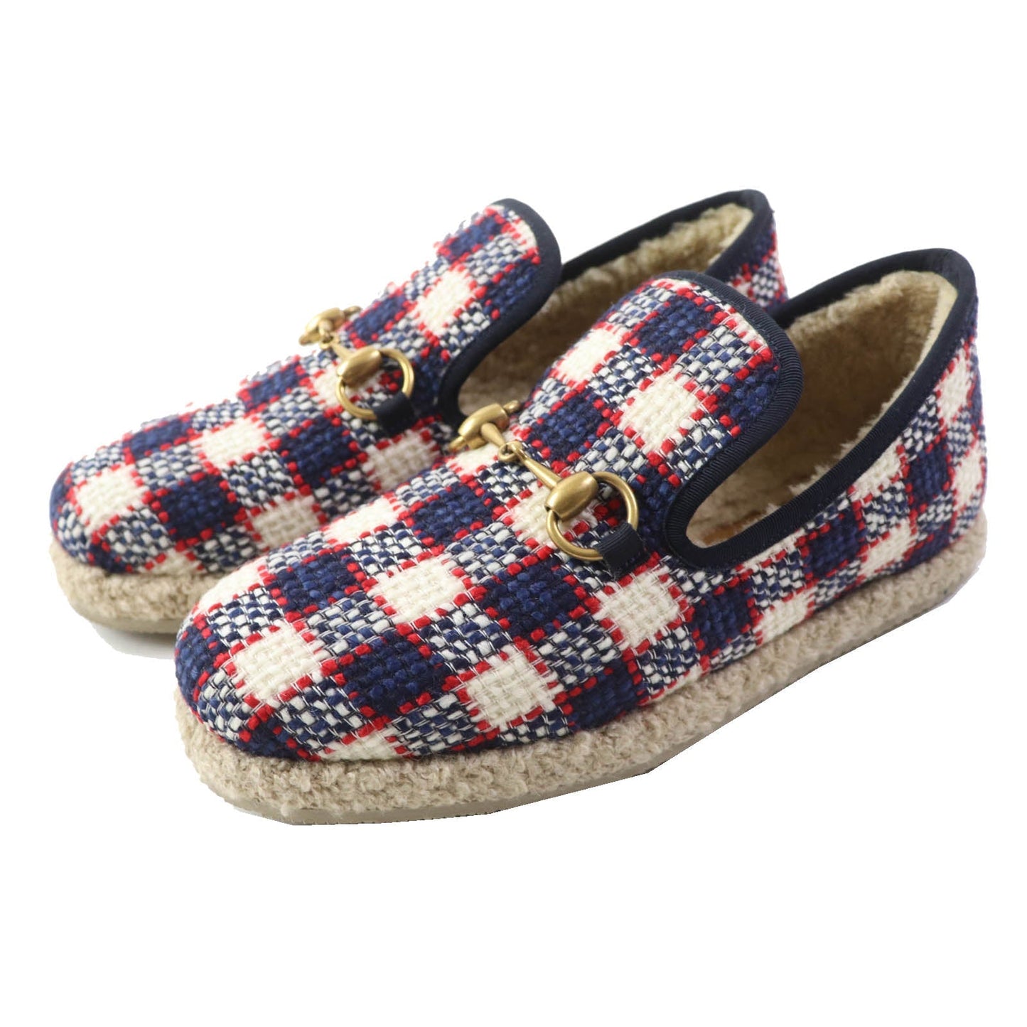 Luxury Gucci Trending 2025 Horsebit Tweed Loafers 36.5 Women