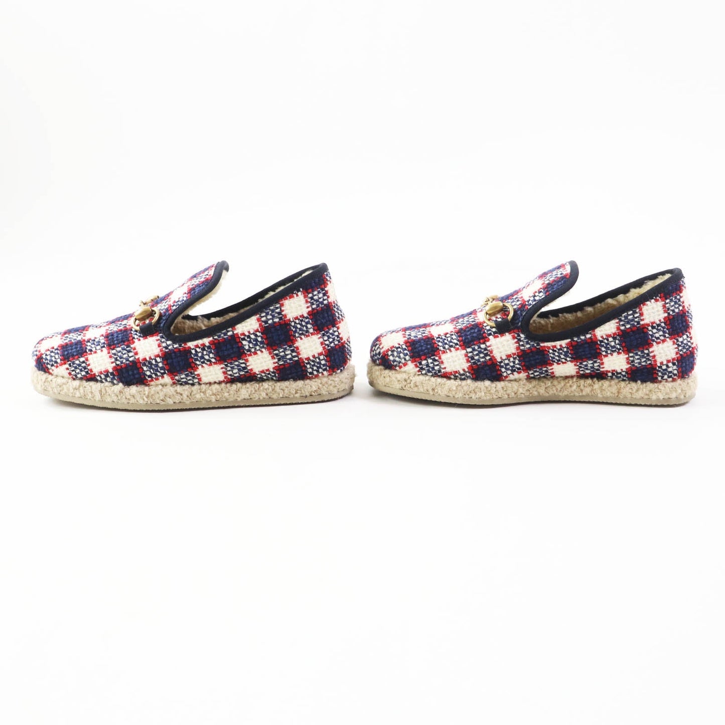 Luxury Gucci Trending 2025 Horsebit Tweed Loafers 36.5 Women