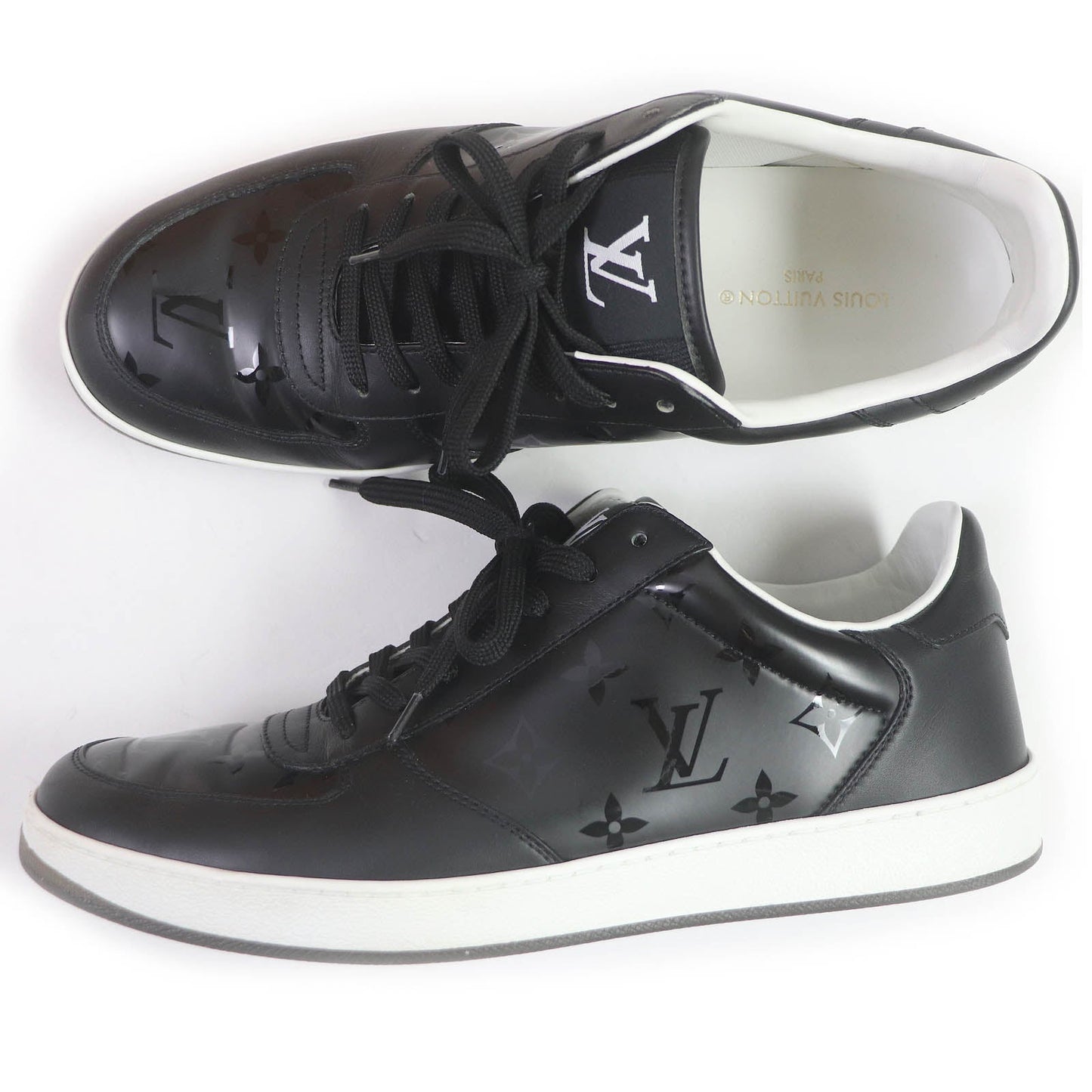 LOUIS VUITTON Low cut sneakers Main: Leather black LV Rivoli Line mens 41