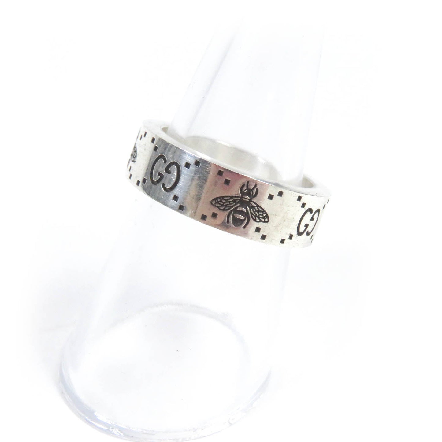 Luxury Gucci Trending 2025 AG925 Silver GG Logo Bee Ring