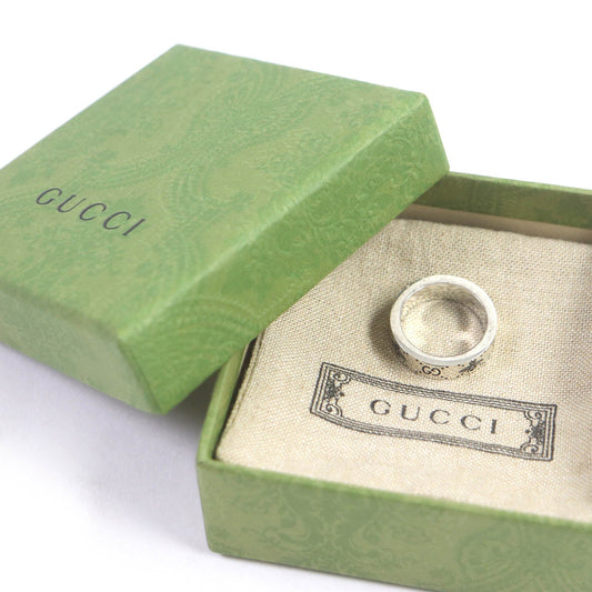 Luxury Gucci Trending 2025 AG925 Silver GG Logo Bee Ring
