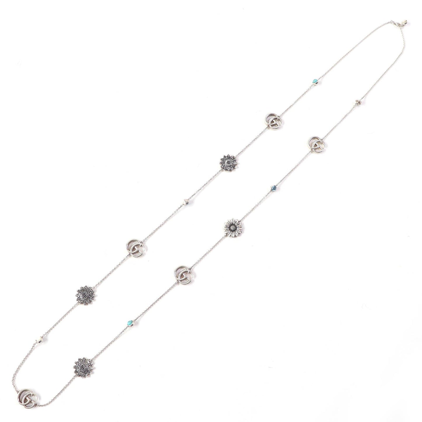 Luxury Gucci Trending 2025 Interlocking G Flower Rhinestone Necklace
