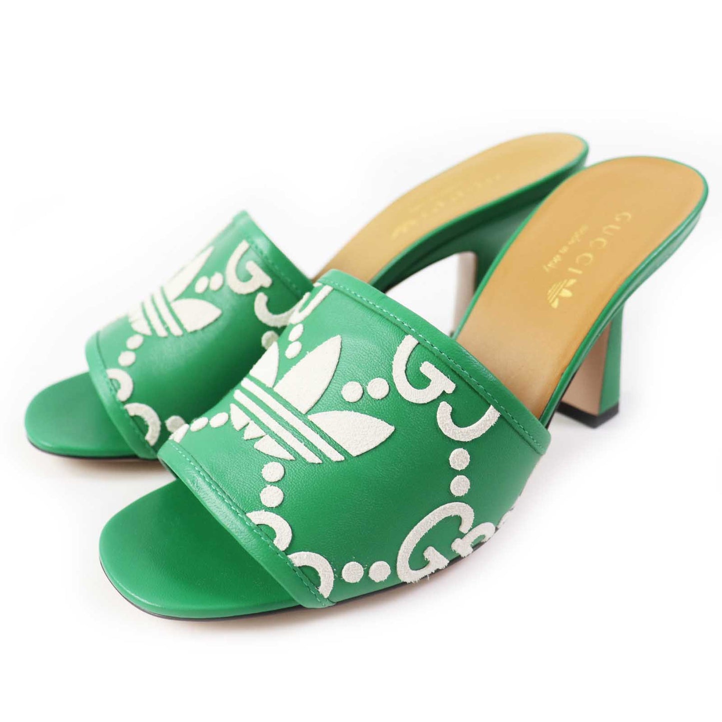 Luxury Gucci Trending 2025 GG Logo Leather Mule Green 36