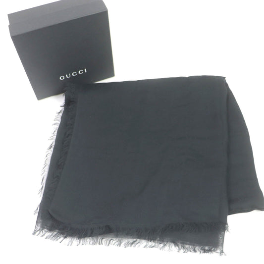 Luxury Gucci Trending 2025 GG Print Fringe Large Shawl Black