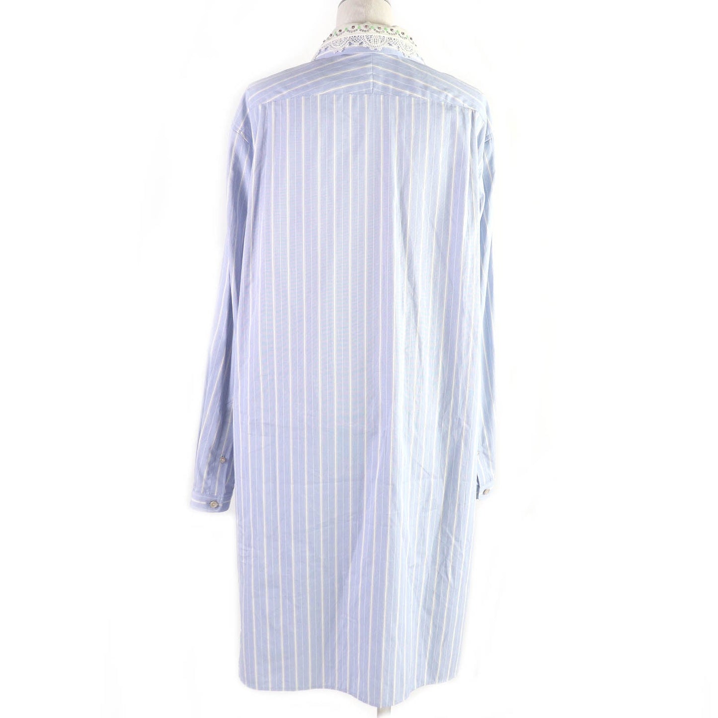 Luxury Gucci Trending 2025 Cotton Oxford Stripe GG Logo Lace Shirt