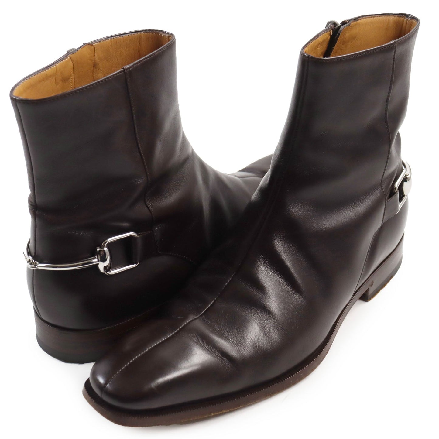 Luxury Gucci Trending 2025 Horsebit Leather Boots Dark Brown
