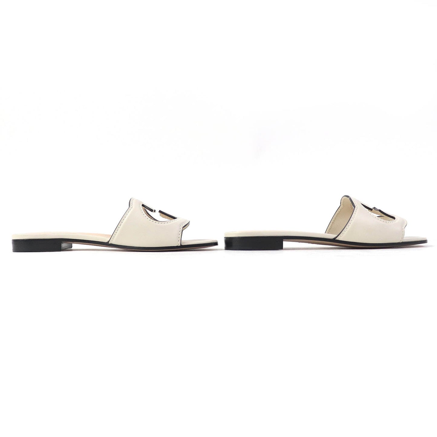 Luxury Gucci Trending 2025 Leather Slide Sandals 36 Ivory