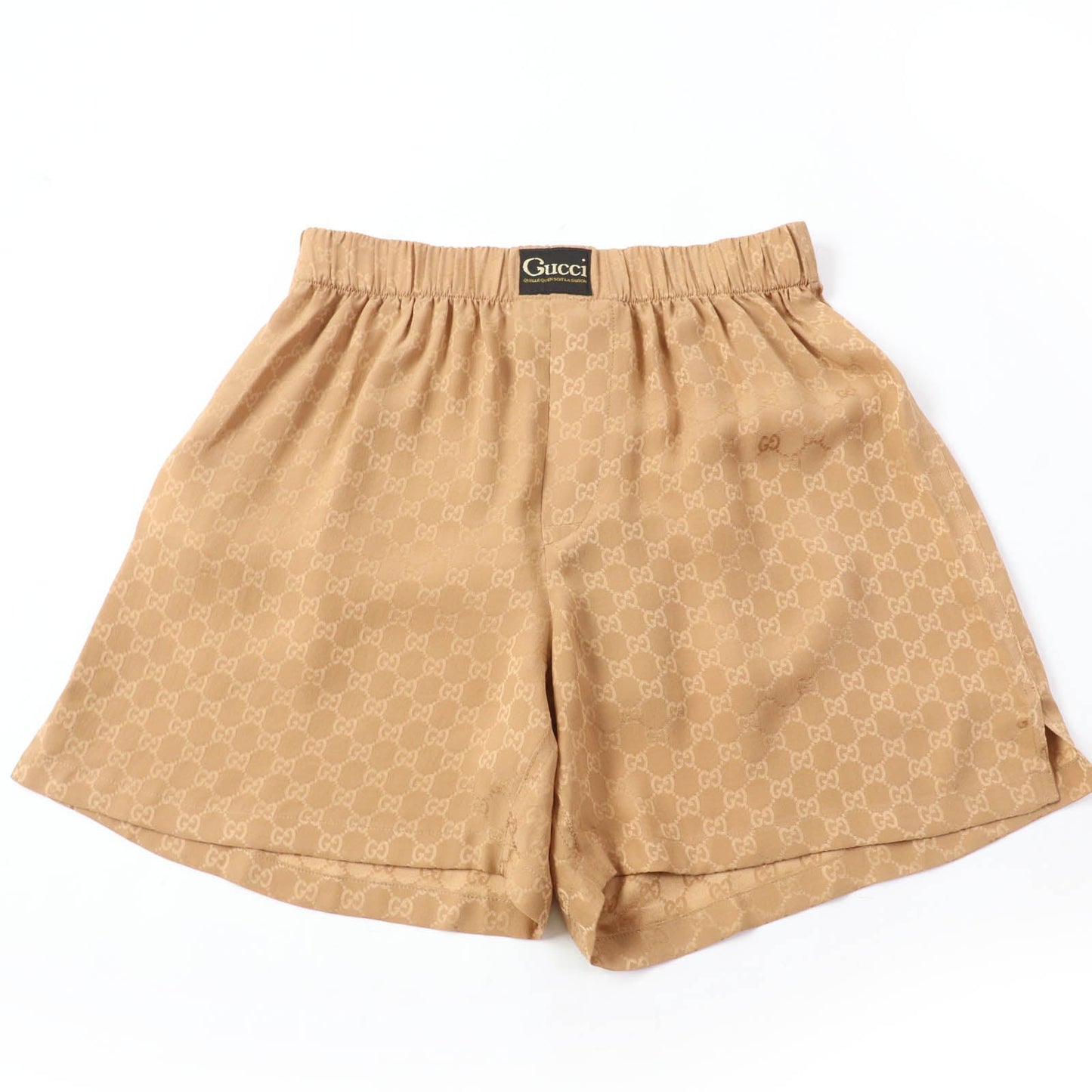 Luxury Gucci Trending 2025 Silk Polyester GG Pattern Shorts Brown XS
