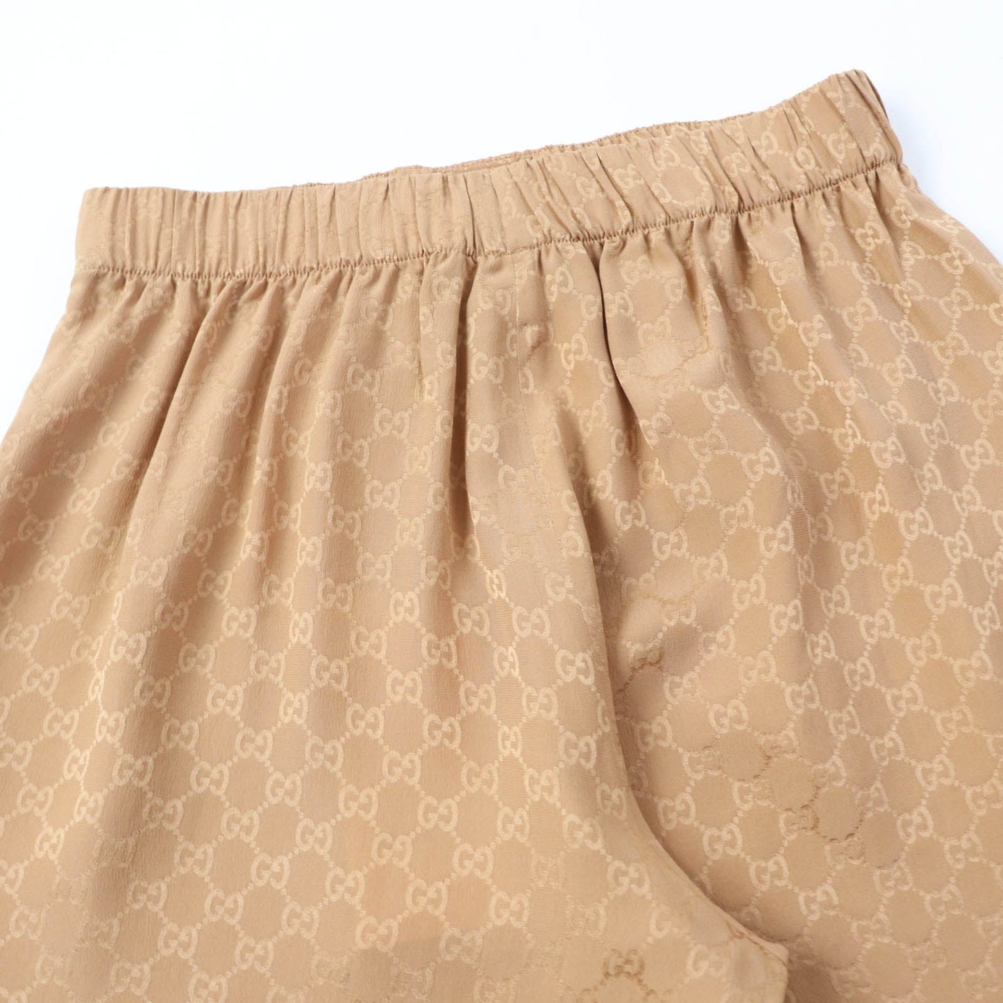 Luxury Gucci Trending 2025 Silk Polyester GG Pattern Shorts Brown XS