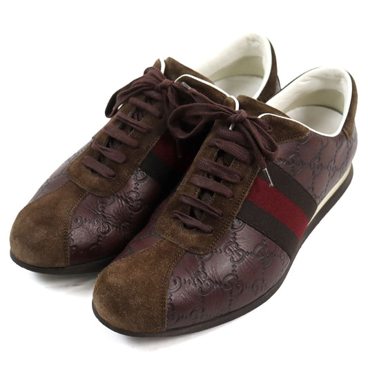 Luxury Gucci Trending 2025 GG SHIMA Leather Suede Sneakers Brown 40