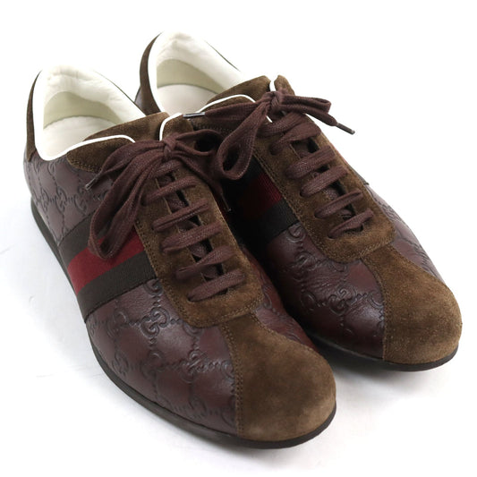 Luxury Gucci Trending 2025 GG SHIMA Leather Suede Sneakers Brown 40