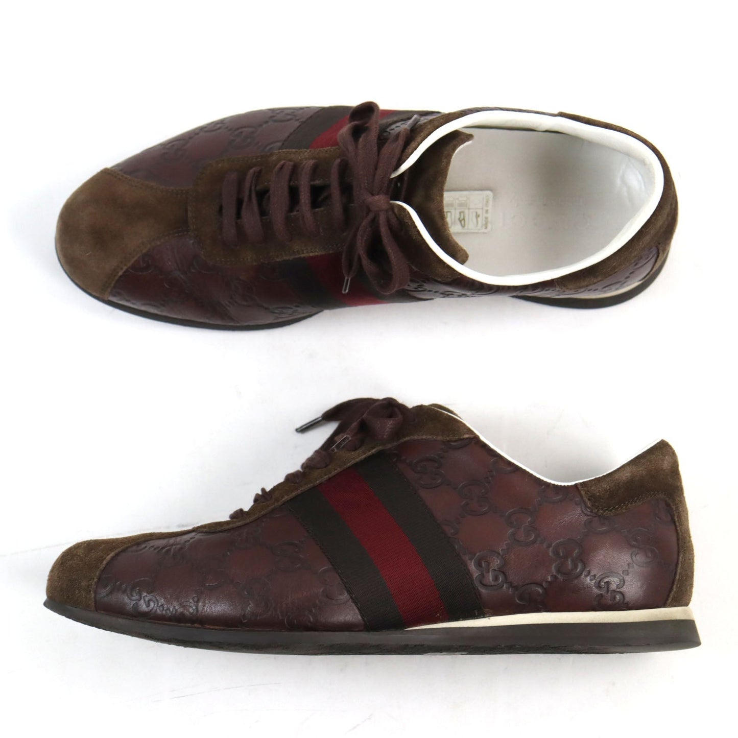 Luxury Gucci Trending 2025 GG SHIMA Leather Suede Sneakers Brown 40