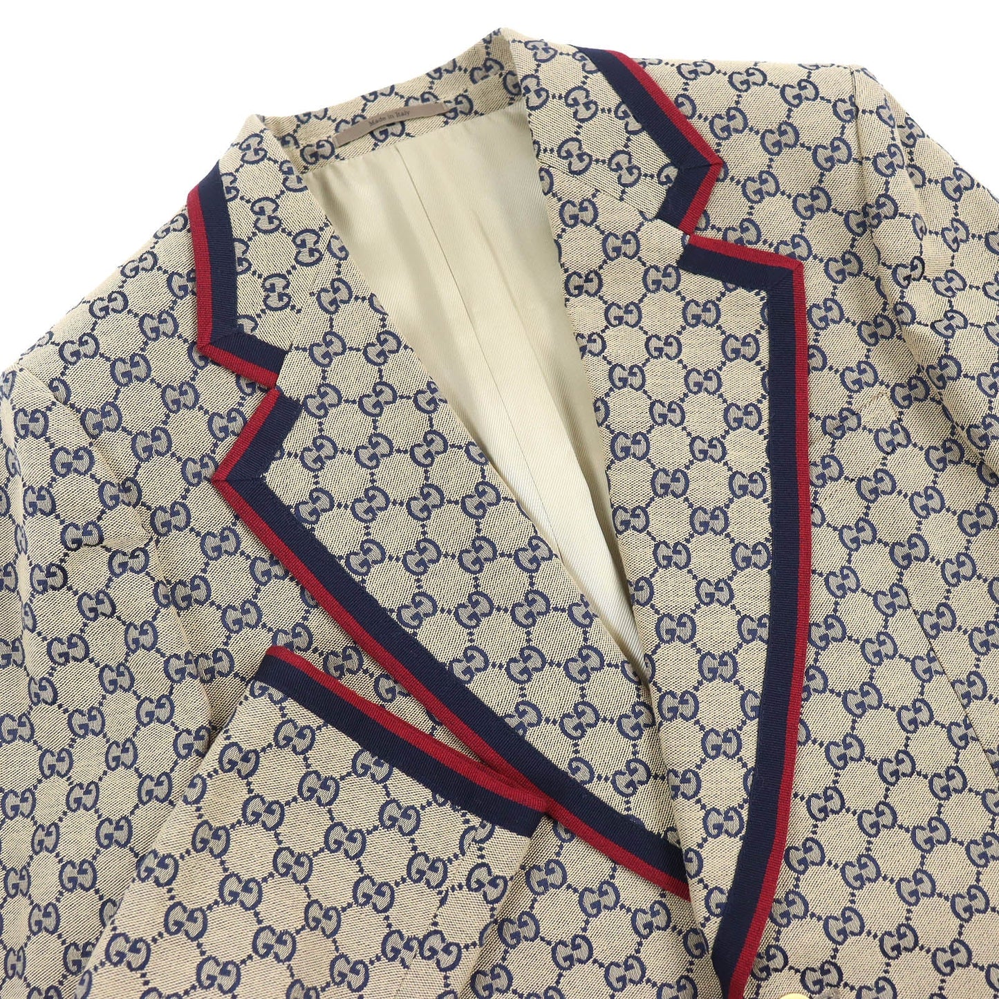 Luxury Gucci Trending 2025 GG Canvas Jacket Beige Navy Red 48
