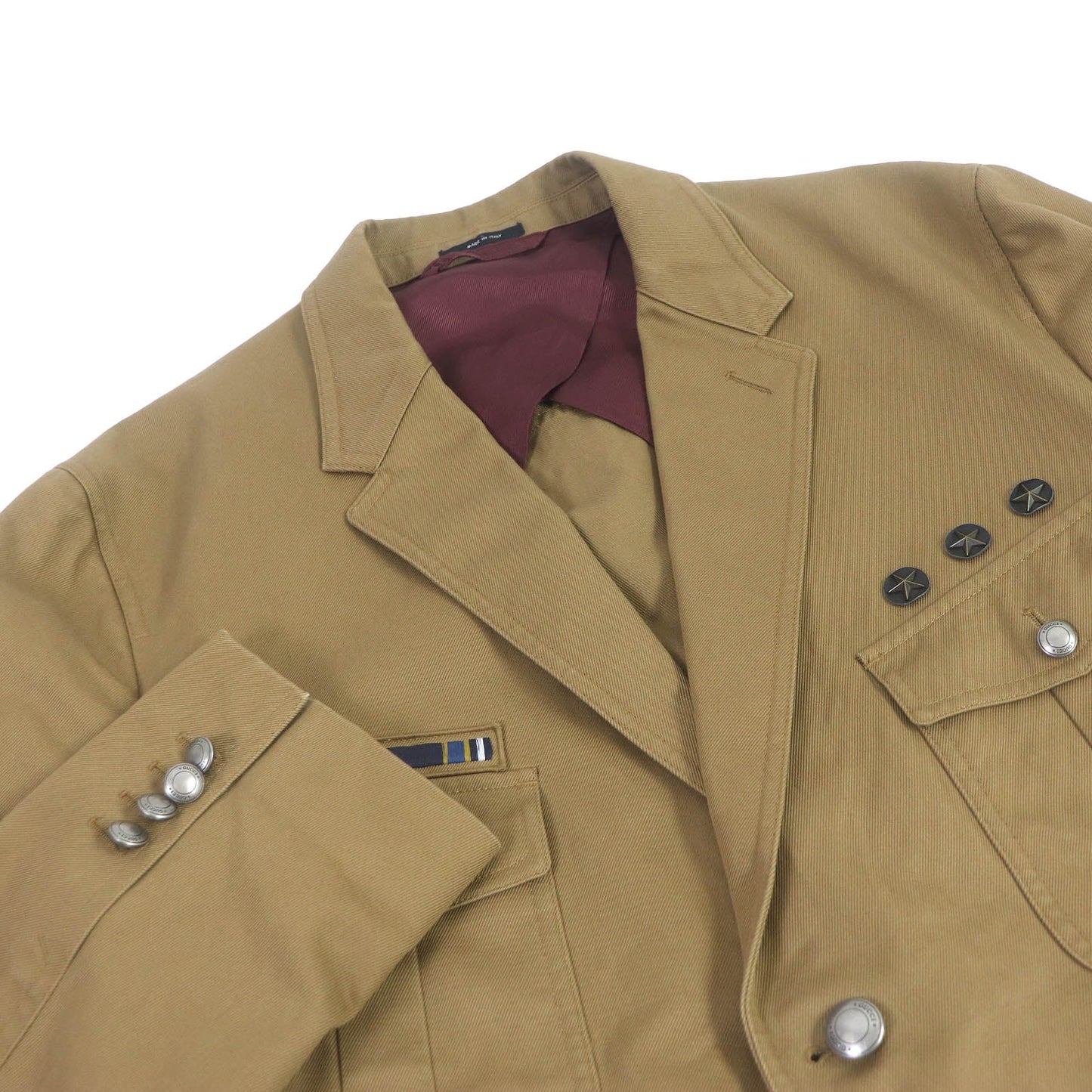 Luxury Gucci Trending 2025 Star Stud Embroidery Military Jacket Beige