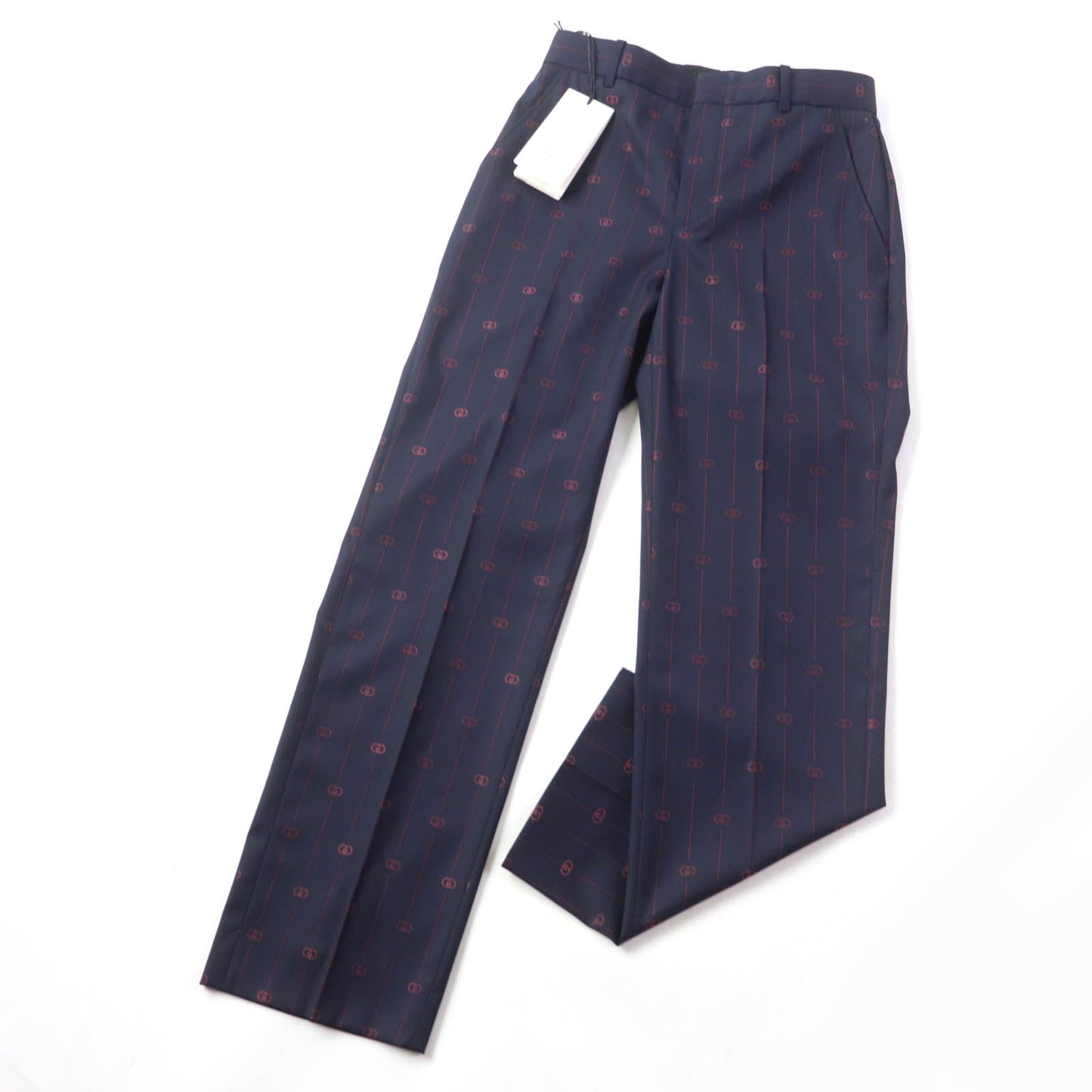 Luxury Gucci Trending 2025 Wool Silk Trousers Navy 38 Women