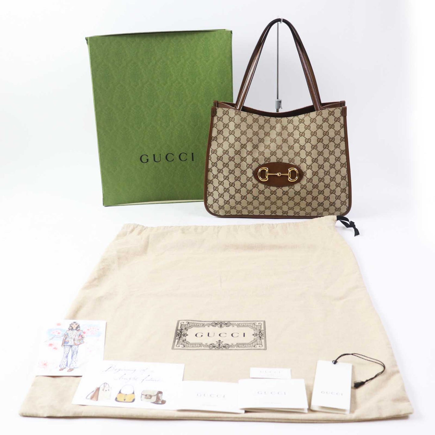 Luxury Gucci Trending 2025 GG Canvas Horsebit 1955 Leather Tote Bag