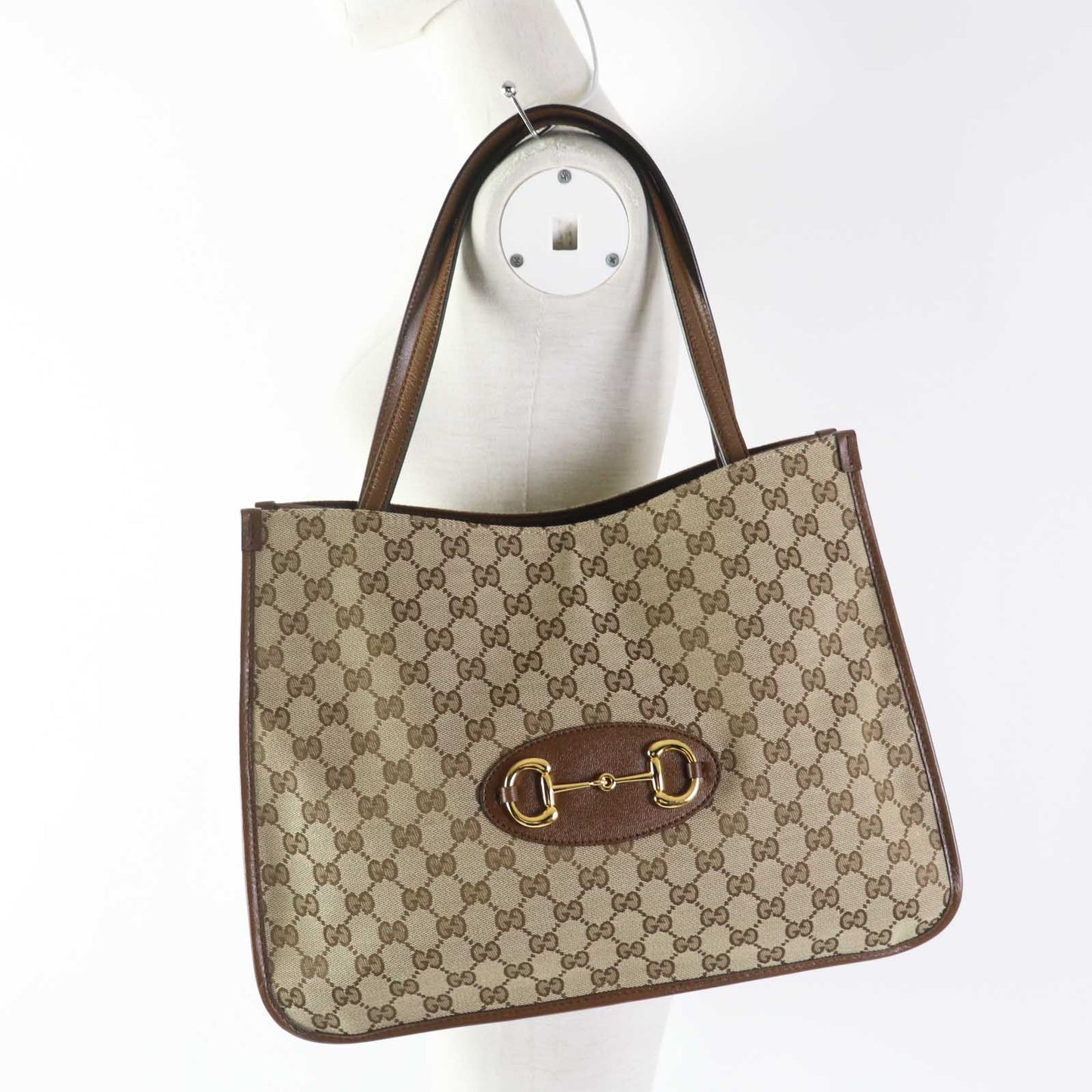 Luxury Gucci Trending 2025 GG Canvas Horsebit 1955 Leather Tote Bag