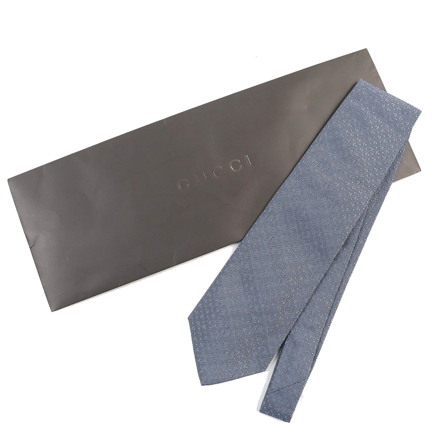 Luxury Gucci Trending 2025 Silk Regular Tie Gray Blue
