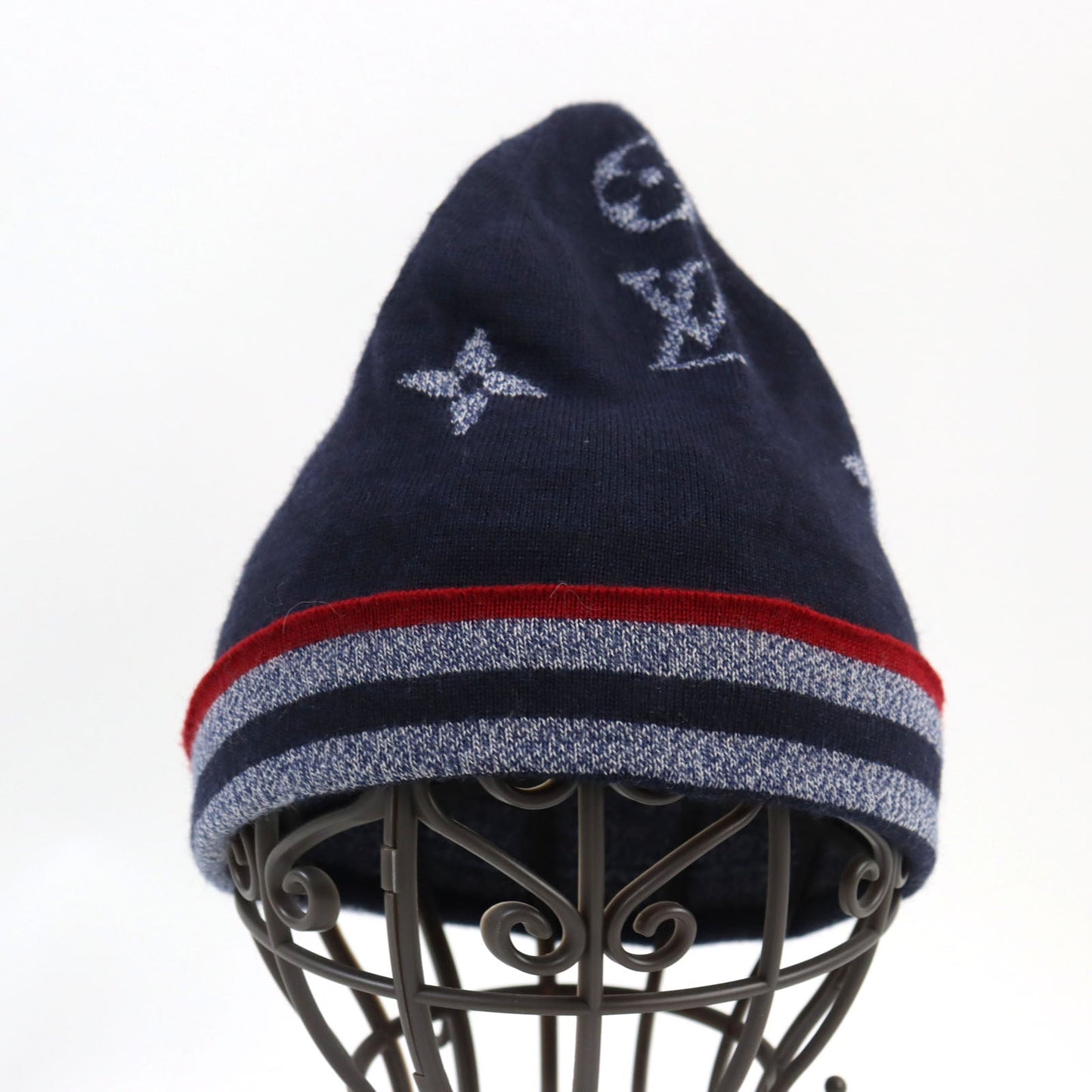 LOUIS VUITTON Knit cap M76027 wool Navy type Bonnet Monogram Stripes Beanie Bonnet Monogram Stripes Beanie