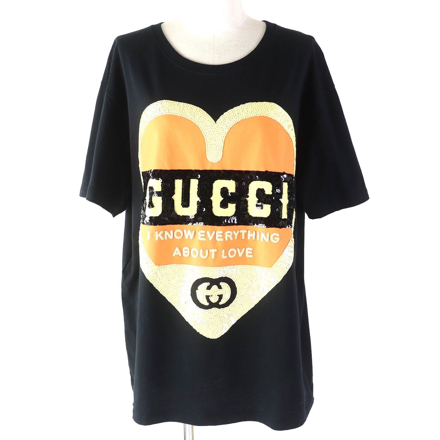 Luxury Gucci Trending 2025 Logo Heart Sequins T-shirt Black L