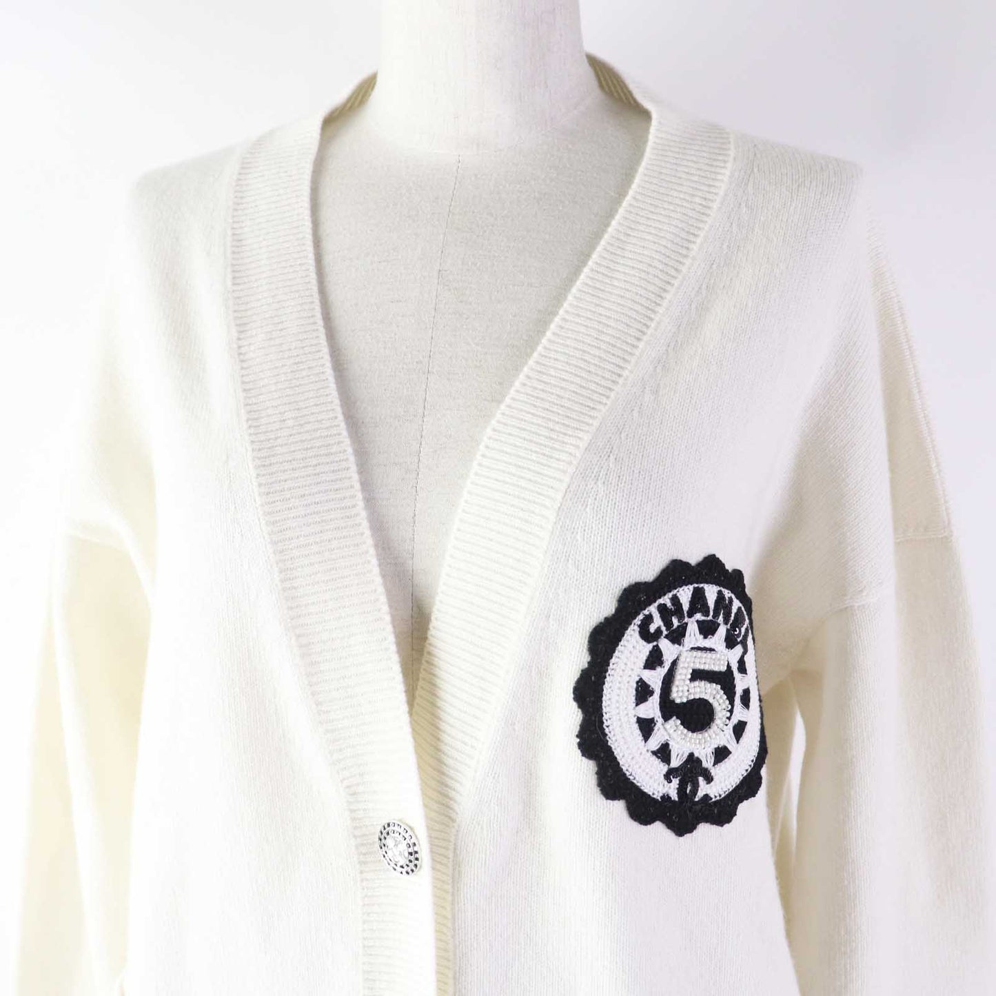 Chanel Cashmere No.5 Cardigan White 34