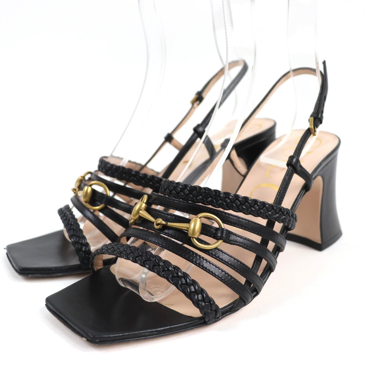 Luxury Gucci Trending 2025 Horsebit Leather Sandals Black Gold 38