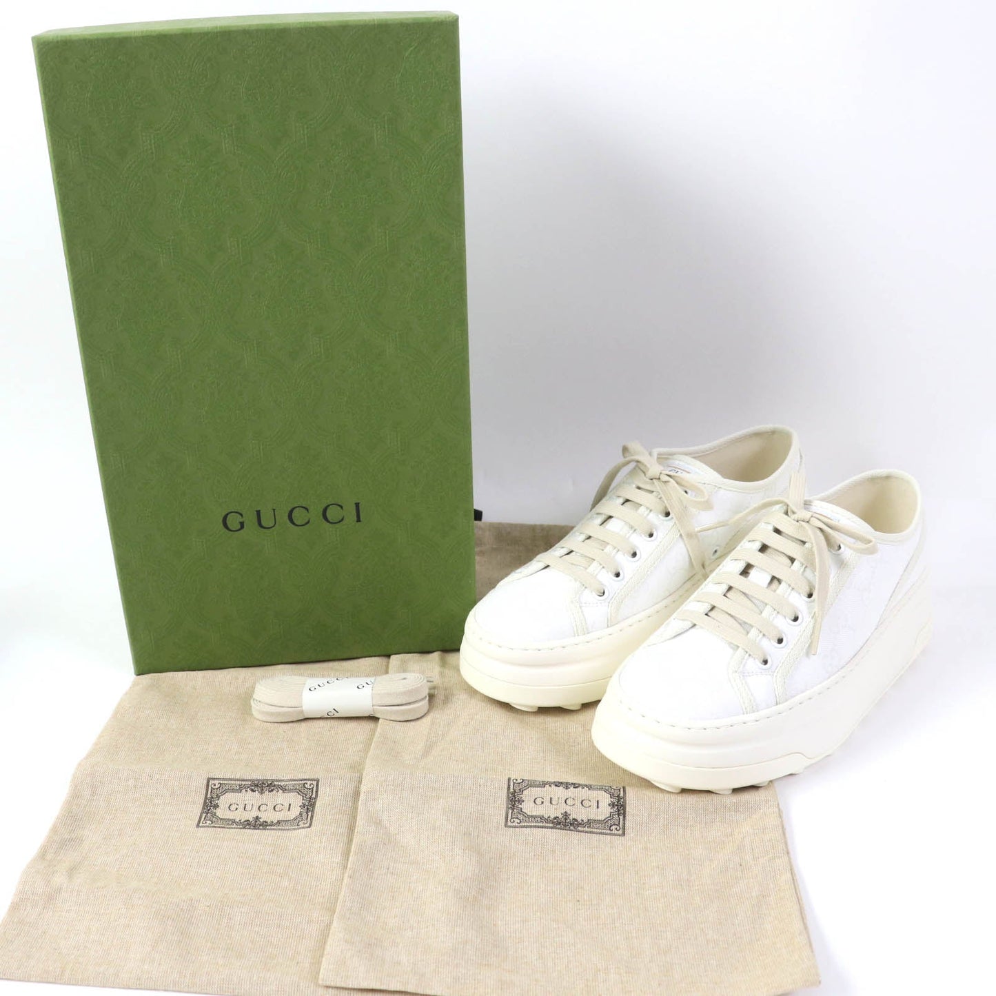 Luxury Gucci Trending 2025 Tennis 1977 GG Canvas Sneakers White 39.5