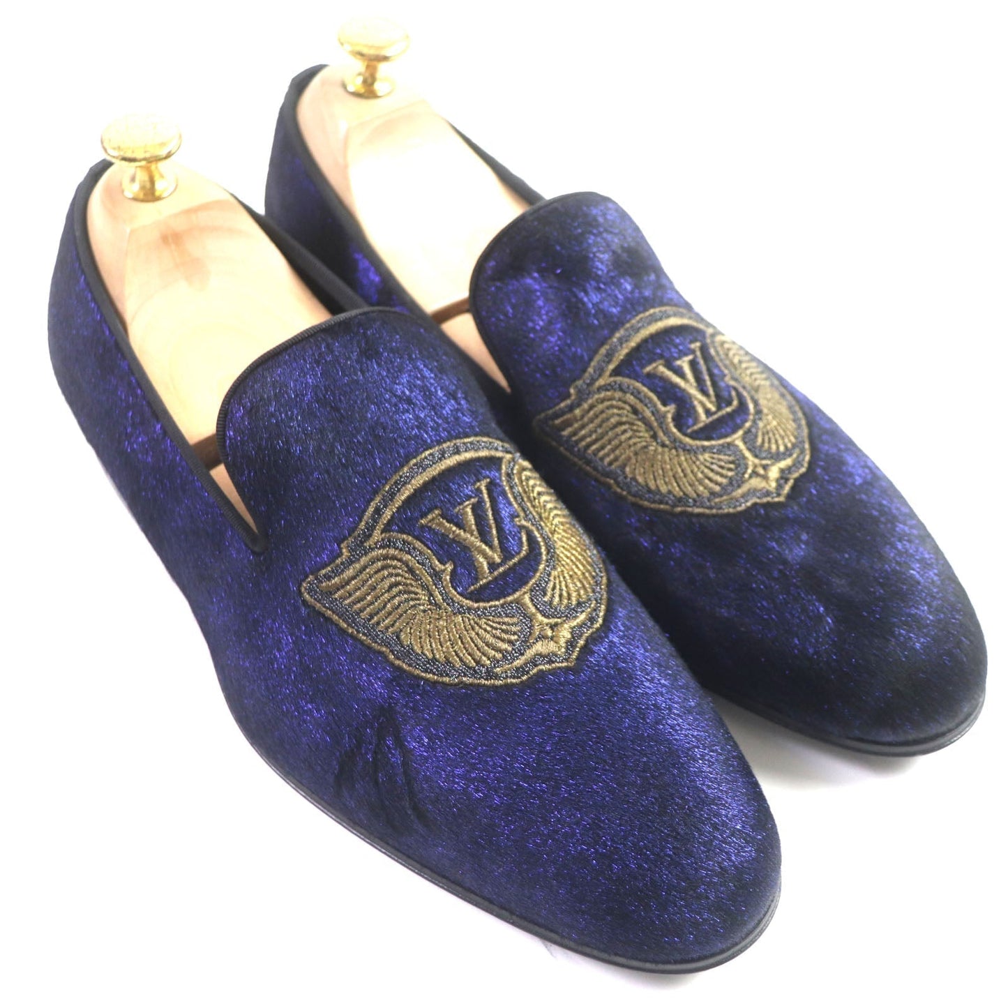 LOUIS VUITTON loafers Velor Navy Auteuil Line Embroidered slip-ons 6