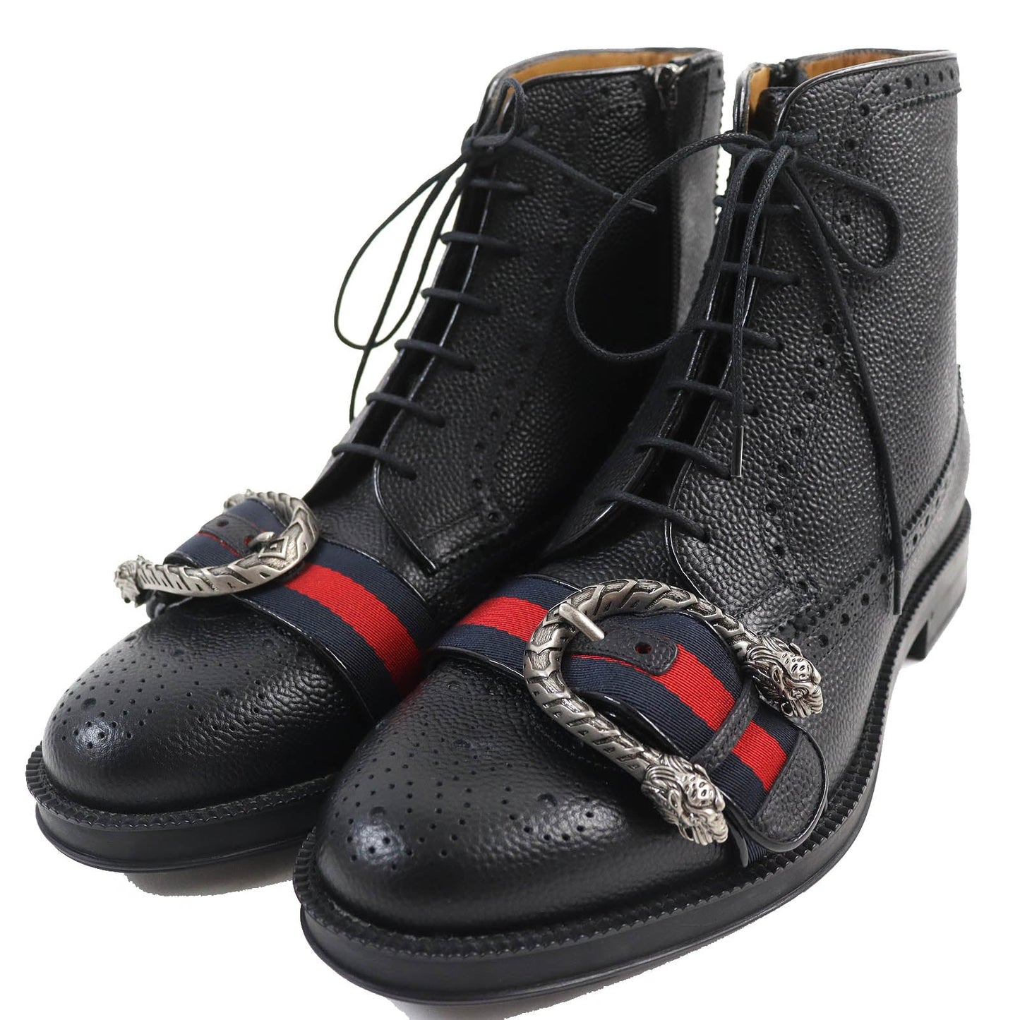 Luxury Gucci Trending 2025 Tiger Head Leather Boots Black 7