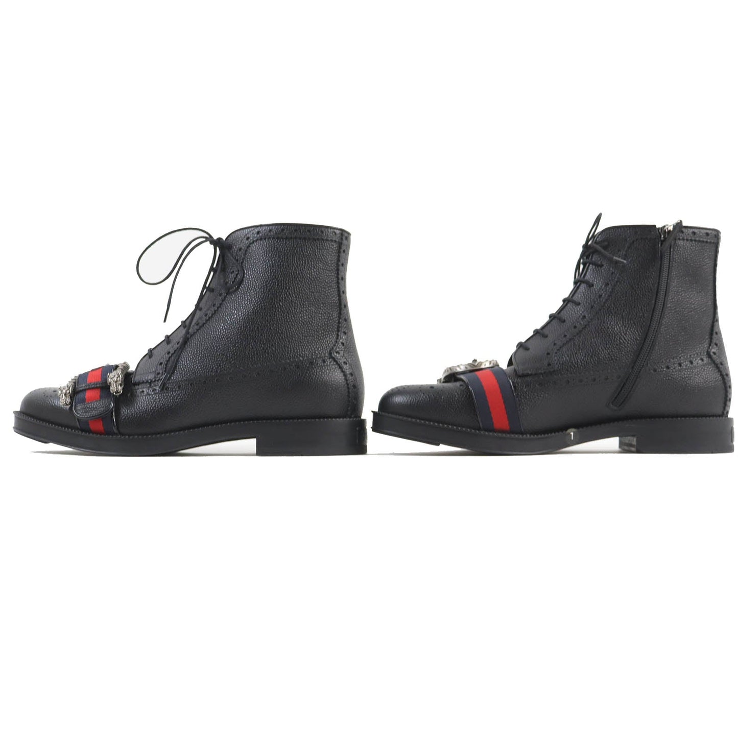 Luxury Gucci Trending 2025 Tiger Head Leather Boots Black 7