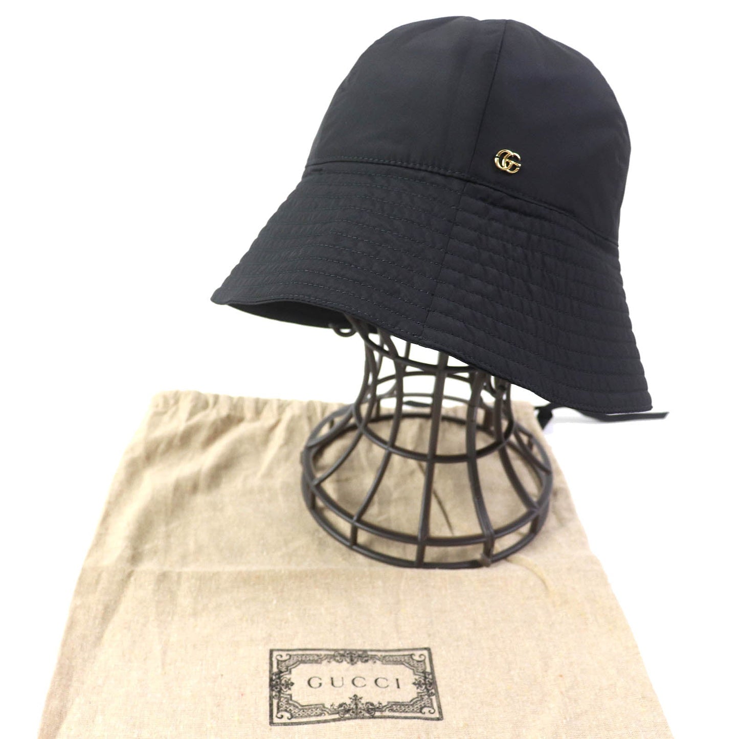 Luxury Gucci Trending 2025 Double G Bucket Hat Black Gold M