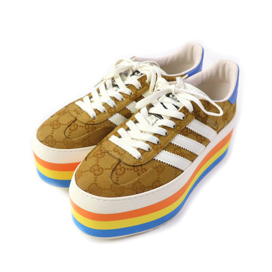 Luxury Gucci Trending 2025 Gazelle GG Canvas Platform Sneakers