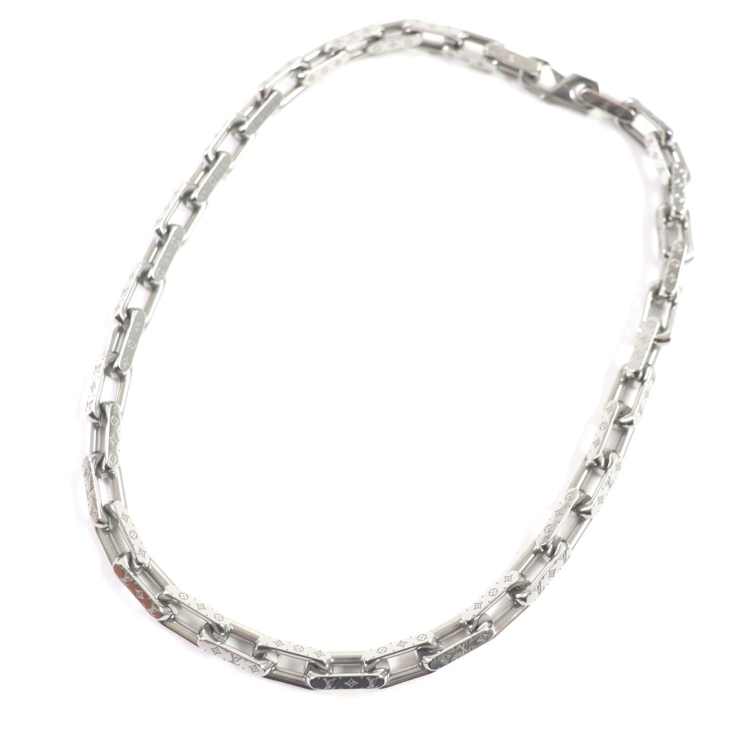 LOUIS VUITTON Necklace M00307 metal Silver Collier Chain Monogram Necklace