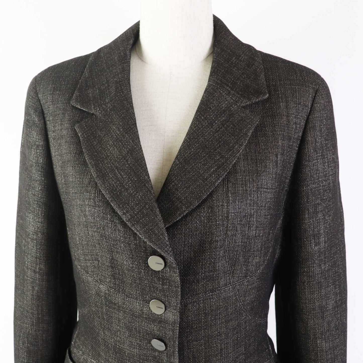 Chanel Wool Blend Logo Button Coat 38/38