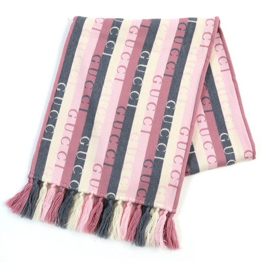Luxury Gucci Trending 2025 Logo Stripe Fringe Scarf 634166