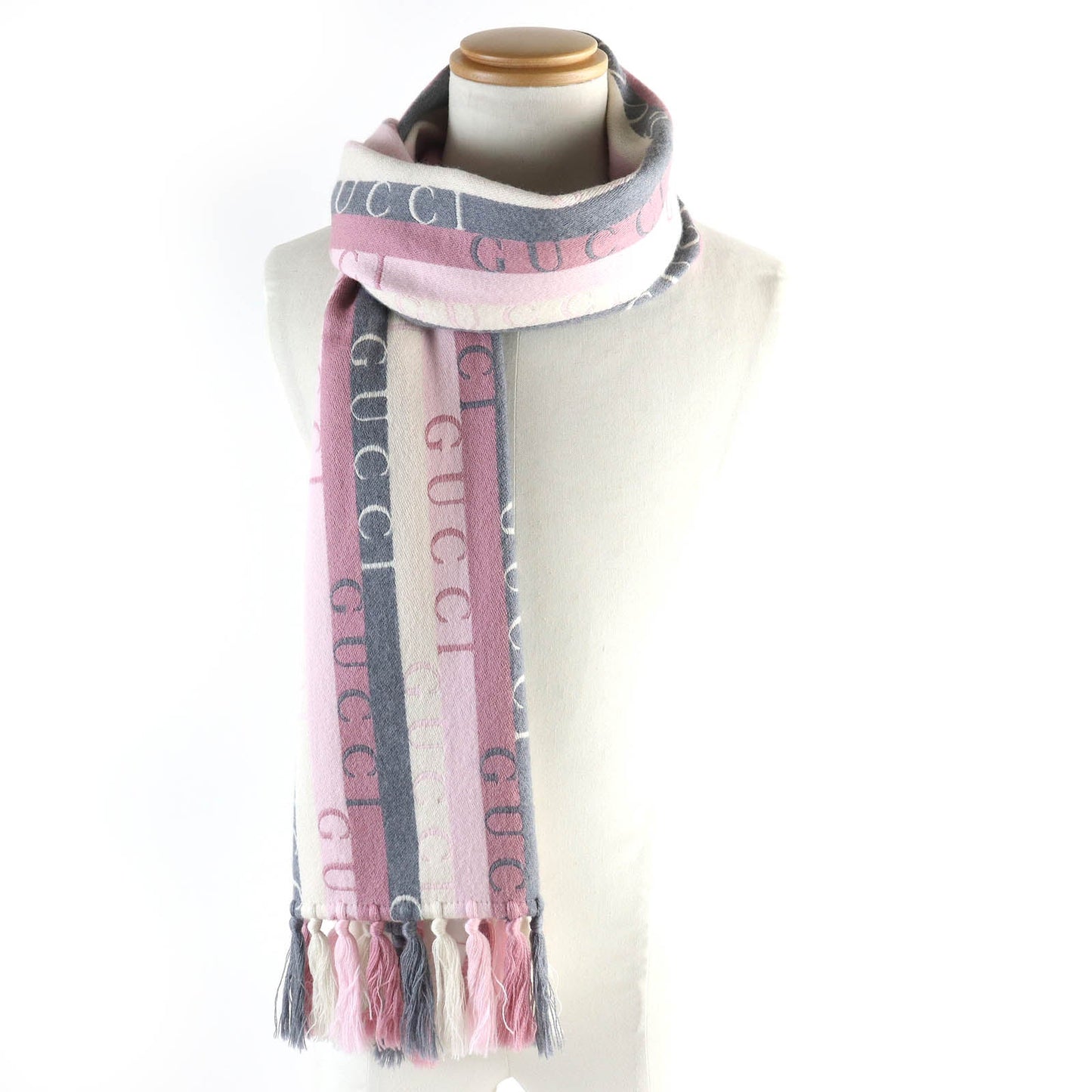 Luxury Gucci Trending 2025 Logo Stripe Fringe Scarf 634166