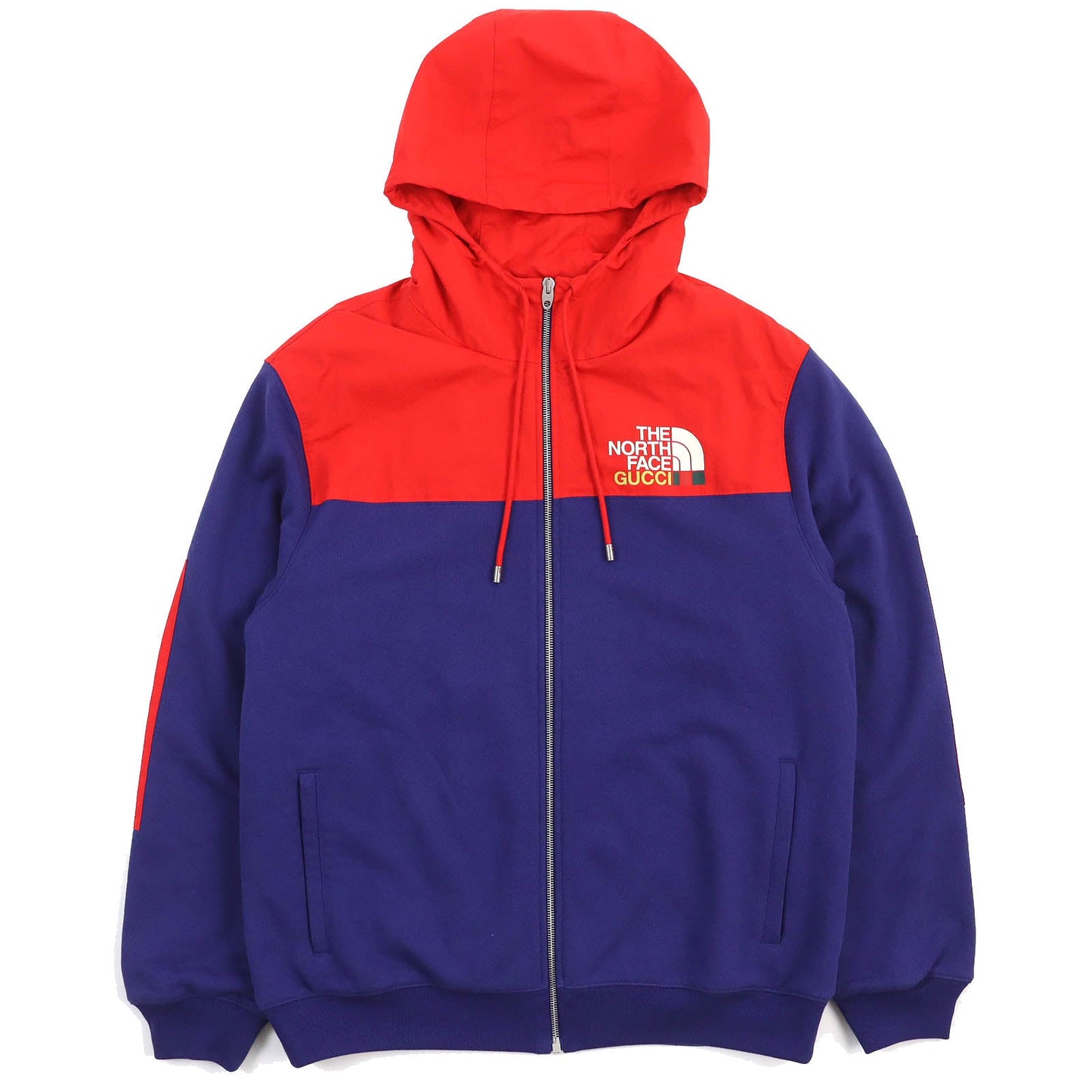 Luxury Gucci Trending 2025 Nylon Logo Zip Hoodie Blue Red M