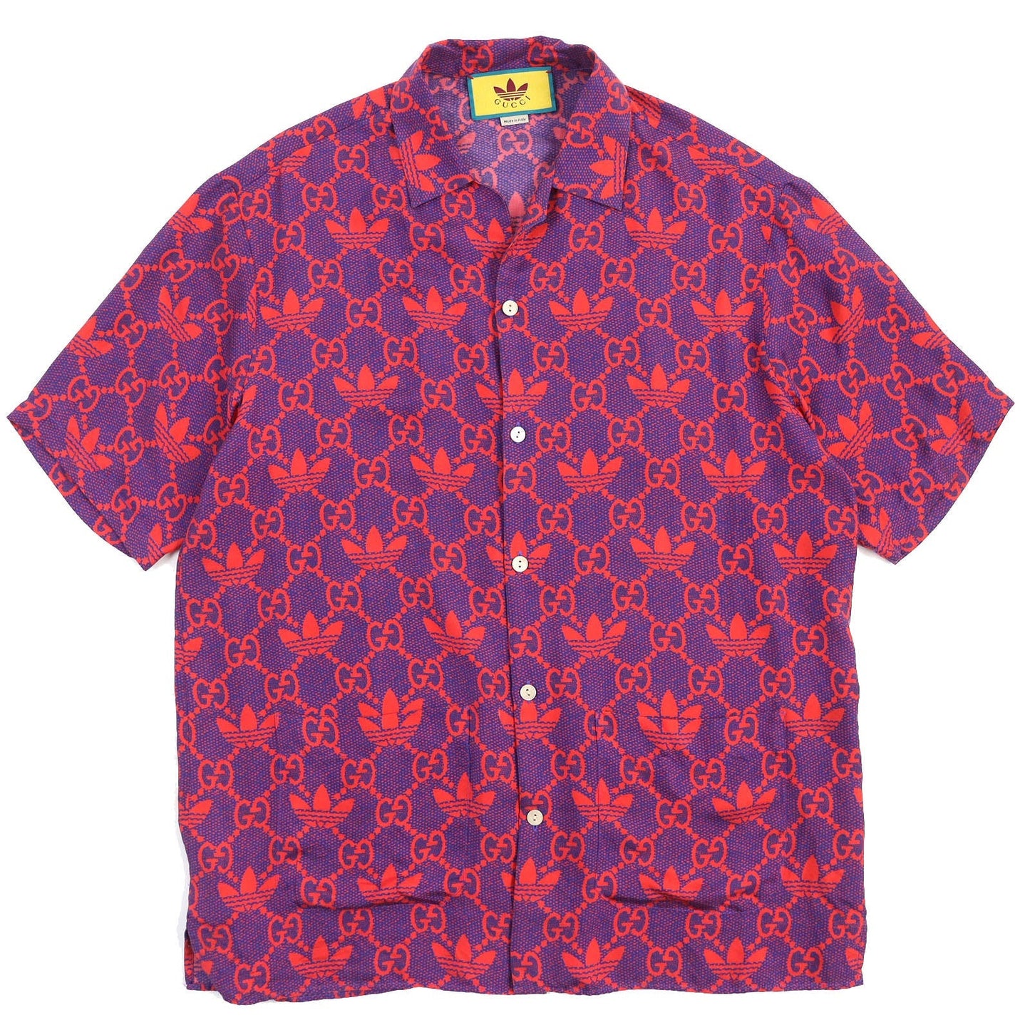 Luxury Gucci Trending 2025 Silk Micro GG Bowling Shirt Red Purple